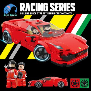 lele super racing coche bloques de construcción rojo ferraris modelo de coche deportivo compatible lego bloque niños niño rompecabezas asamblea juguetes