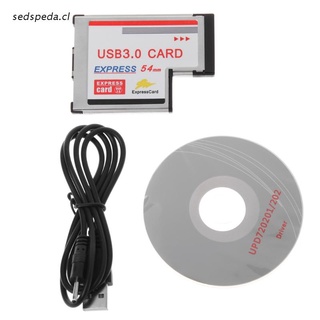 sed 2 Dual Port USB 3.0 HUB Express Card ExpressCard Hidden 54mm Adapter for Laptop