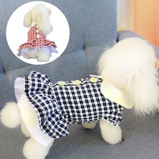 listedi Pet Skirt Lace Design Breathable Thin Dog Fashion Plaid Skirt for Summer
