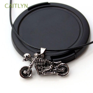 CAITLYN Friends Skeleton Motorcycle Necklace Titanium Male Stainless Chain Gift Punk for Leather Pendant/Multicolor