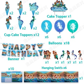 Disney LUCA Cartoon Movie Theme Happy Birthday Decor Party Decorations Set Cake Topper Party Needs High Quality (2)