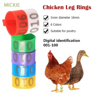 mickie 100 unids/bolsa clip de pie anillos de diámetro interior 16 mm electrodomésticos de aves bandas de pierna anillos 6 colores ganso plástico pollo 001-100 patos numerados suministros de granja/multicolor