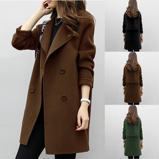 chaqueta abrigo largo m-3xl outwear abrigo trench caliente chaqueta invierno mujer (entrega rápida ~)