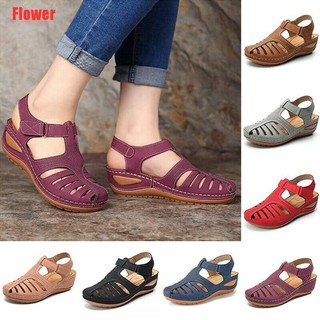 Plusflower mujeres ortopédicas sandalias cómodas cerradas dedo del pie mulas verano zapatillas zapatos planos nuevo