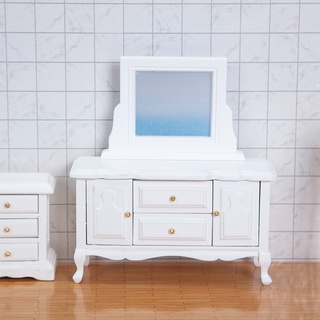 ininka Mini Cabinet High Simulation Decoration Wood 1/12 Scale Mini Dressing Table for Dollhouse