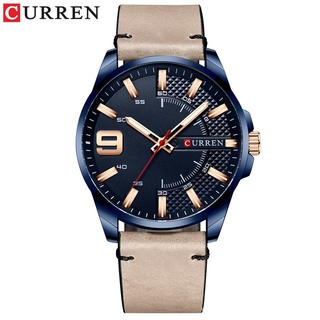 Hy Curren 8371 reloj De pulsera deportivo impermeable para hombre con correa De cuero y función De calendario 3atm