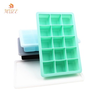 15 cuadrícula de grado alimenticio bandeja de hielo de silicona casa con tapa DIY casero cubo de hielo molde cuadrado máquina de hielo