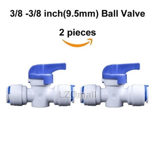 2 válvula de bola controlada de tubo de 3/8 pulgadas, 3/8 pulgadas, conexión rápida, ajuste de tubo de agua para acuario, filtro de agua RO, dispensador de agua, adaptador de montaje (1)