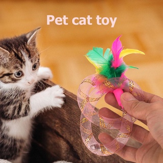 bylstore juguete de primavera flexible de alta calidad para mascotas/gatos/juguetes interactivos con plumas