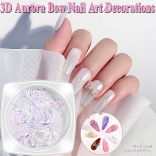 Yaoshang Aurora Sinfonia Ab Cristal láser Holográfico 3d moño nudo mariposa pedrería de uñas decoraciones de Arte de uñas (5)