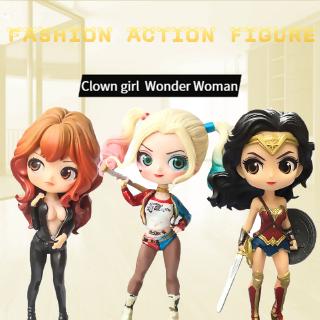 Figura De Acción Q posket Wonder Woman Black widow Harley Quinn Payaso Chica Superhéroe PVC Anime Figuras Coleccionables Juguetes Para Niños (2)
