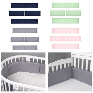 OMG* 4 unids/set cama de bebé Color sólido algodón cuna parachoques tira de cuna anticolisión Anti-caída barrera para la cama de los niños decoración accesorios (1)
