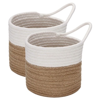 2 cestas de almacenamiento tejidas pequeñas cestas redondas de pared cestas de almacenamiento