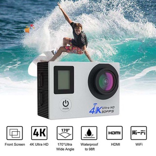 amj ultra hd 4k cámara de acción wifi 16mp doble pantalla 170d impermeable deporte mini dvr con mando a distancia