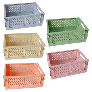 dmessi Collapsible Crate Plastic Folding Storage Box Basket Utility Cosmetic Container Desktop Holder
