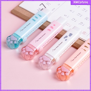 4 PCS Cat Claw Retractable Pencil Eraser Colored Painting Push Pull