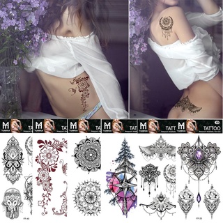 halley colorido temporal tatuaje pegatinas de larga duración arte corporal falsos tatuajes mujeres creativo brazo de loto niñas romántico impermeable (6)