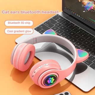 Auriculares inalámbricos Bluetooth luz LED oreja de gato plegable Bluetooth 5.0 juego auriculares