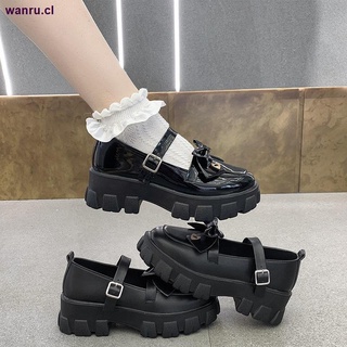 2021 Nuevo Lolita Suela Gruesa Negro jk Pequeños Zapatos De Cuero Para Mujeres Estudiantes Versión Coreana De Inglaterra Todo-Partido De Un Solo Zapato