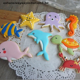 8 pzs cortadores de animales de mar para decoración de pasteles/galletas/galletas de repostería/exploitation3.br.