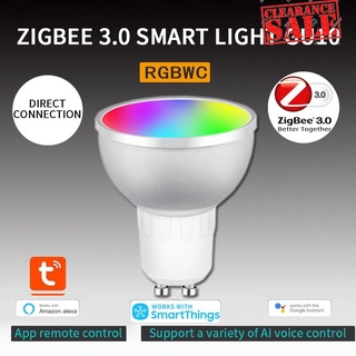 Navidad Tuya Zigbee 3.0 Gu10 Smart LED Bombilla 5W RGBCW Control De Voz Trabajo Con Alexa Echo Plus Google Home bommmm1