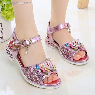 Niñas Sandalias 2021 Nueva Moda Coreano Verano Niños s Zapatos Antideslizante Princesa Suelas Suaves , Grandes