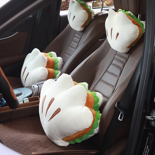 Almohada de reposacabezas de coche creativa hamburguesa lindo cuello cintura apoyo de felpa lumbar almohada de espalda cojín para niñas accesorios lindo de dibujos animados accesorios de coche