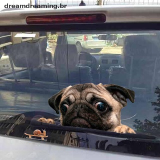 [dreamdreaming.br] Divertido 3D Pug perros reloj caracol ventana coche calcomanía linda mascota cachorro portátil pegatina.
