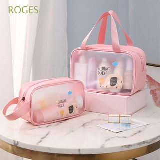 ROGES Cartoon Make up Case Portable Bath Storage Transparent Cosmetic Bag Waterproof Wash Fashion Zipper Essential Handle Travel Storage Bag