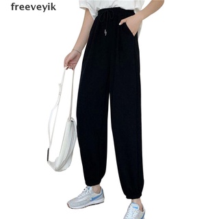 [fre] mujer cintura alta cordón nueva moda sólido señoras casual pantalones 463cl