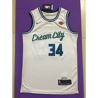 Nike NBA jersey 2019 new NBA hombres baloncesto jerseys Milwaukee Bucks #34 Giannis Antetokounmpo cream city blanco bordado jersey baloncesto ropa (1)