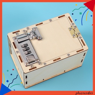 Placeorder juguetes mecánicos colectivo Simple operación de madera contraseña caja hecha a mano juguete para niños