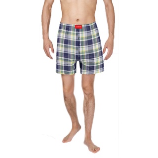 annamarie pantalones cortos sueltos clásicos a cuadros bragas hombres boxeadores calzoncillos masculinos casual playa ropa interior con botón de algodón tejido (5)
