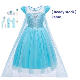 Kame Niñas Congelado Disfraz Vestido 100-150cm Princesa De Niña Elsa Largo Niños Cumpleaños De Navidad G313