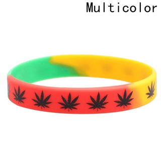 Colorida pulsera de moda de Cannabis deja Jamaica hierba Rasta Reggae silicona (4)