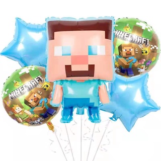 JCFS🔥Productos al contado🔥5 unids/set Minecraft globo Minecraft fiesta de cumpleaños globos de papel de aluminio para niños fiesta clásico Inflables juguetes
