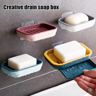 caja de jabón sin taladrar montado en la pared con placa de drenaje autoadhesiva para jabón, accesorios de baño