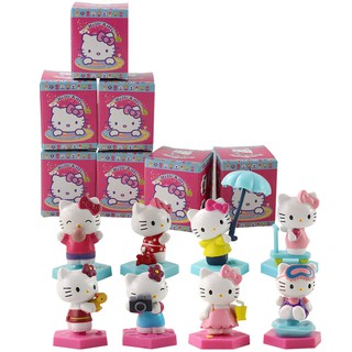 8 unids/Set My Melody Hello Kittys Kuromi Sanrio figura kawaii Anime de dibujos animados lindo muñeca modelo de juguetes para niñas juguetes de niños