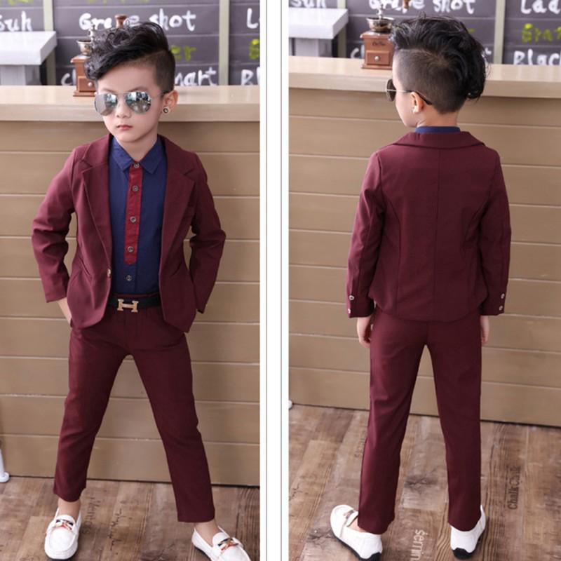 2 piezas niño niños niños trajes botón blazer + pantalones traje formal ropa (3)
