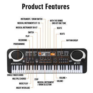 shan 61 teclas de órgano electrónico digital piano teclado con micrófono niños niños música juguete (5)