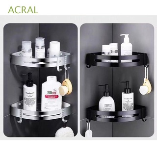 ACRAL 2pcs|3pcs Adjustable Height Storage Shelf Firm Drain Basket Corner Shelf Non-slip Aluminum Shower Shelf Bathroom Supplies Triangle Punch-free Storage Rack/Multicolor