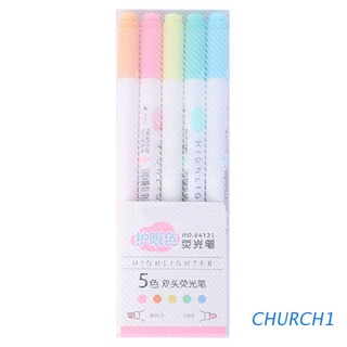 church 5pcs colorido color caramelo doble extremo marcadores fluorescentes milkliner papelería regalo