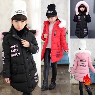 Jennifer Girl algodón acolchado Chamarra de moda cálida manga larga abrigo con capucha para niños