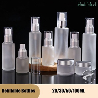 khalilah 20/30/50/100ml botellas recargables botella de vidrio loción spray botella de viaje contenedor vacío transparente esmerilado protable perfume (1)