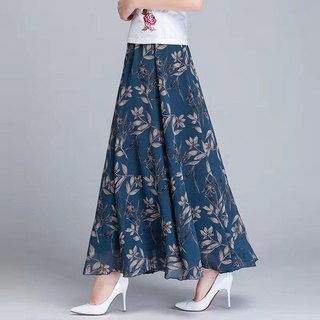 Gran tamaño de las mujeres de verano de cintura alta salvaje falda falda larga falda una palabra falda grande vestido de té