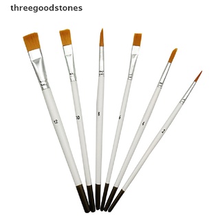 threegoodstones: 6 pinceles de nailon de madera blanca, diseño de gouache, bolígrafo de acuarela y pinceles de aceite