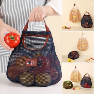 Wall-mounted Fruit Vegetable Hanging Bag Durable Multifunctional Kitchen Storage Mesh Bag for Fruits Potatoes Eggs