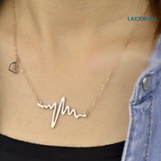 Collar de encaje con diseño de ritmo cardiaco/collar de aleación con forma de corazón para mujeres joyería para regalos
