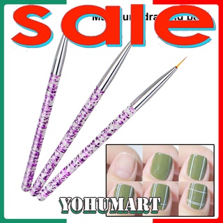 yohumart 3 pzs pinceles para arte de uñas no deformación/suministros de uñas no corrosivos uv gel pintura acrílica/cepillos para salón