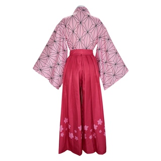 Nuevo Demon Slayer Lindo Nezuko Kimono Conjunto Para Mujeres Cosplay Disfraz Pantalones Cinturón Ropa Vestido De Halloween (5)